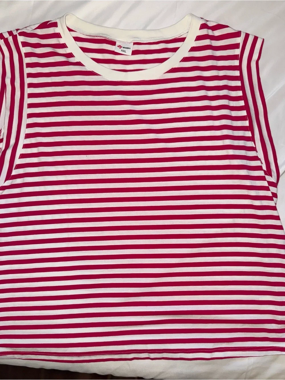 Women’s Pink and White Striped Crewneck Tank Top - Picture 4 of 4